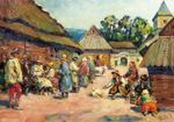 Huculski Targ Oil Painting by Fryderyk Pautsch