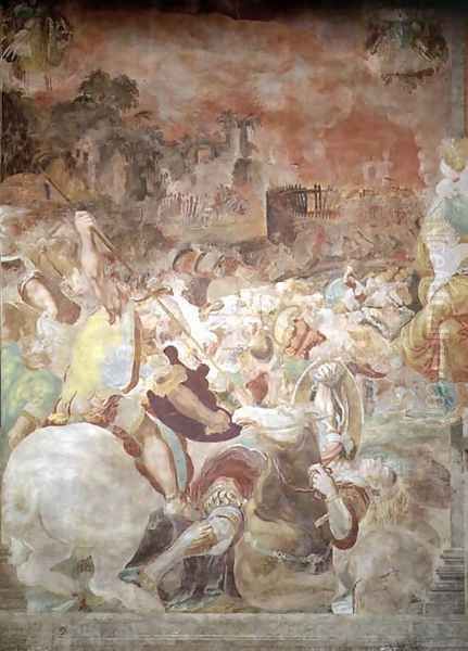 The Rout of the Volsci, from the Sala dellUdienza, 1545 Oil Painting by Francesco de' Rossi