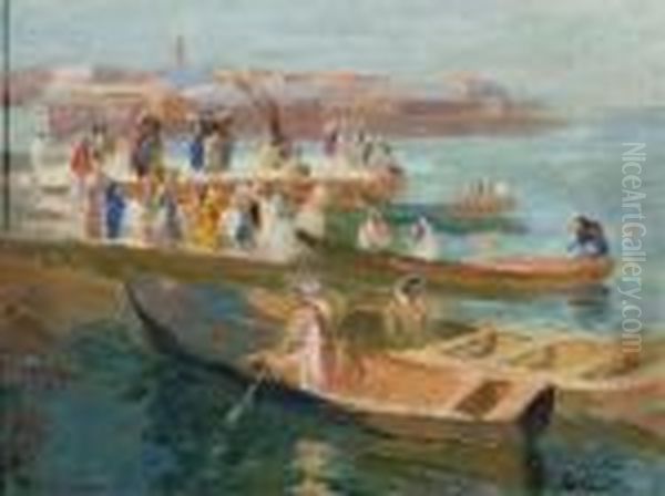 Les Bagassiers A Rabat Oil Painting by Elie Anatole Pavil