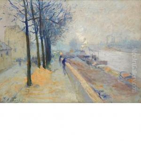 La Seine, Matin Printemps, Paris Oil Painting by Elie Anatole Pavil