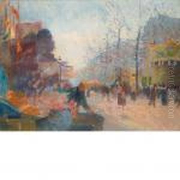 Marchand - Boulevard De Clichy Oil Painting by Elie Anatole Pavil