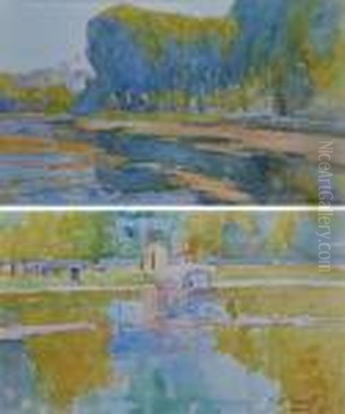 La Charente - Le Passeur En Charente Oil Painting by Elie Anatole Pavil