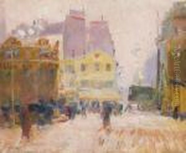 Les Maneges A Vapeur Sur La Place Blanche Oil Painting by Elie Anatole Pavil