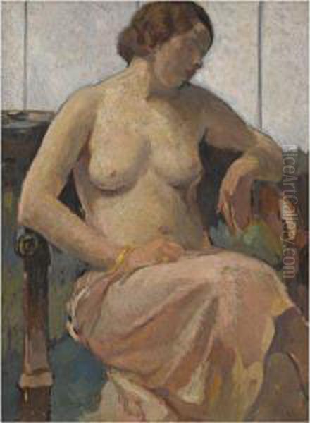 Seated Nude Oil Painting by Elie Anatole Pavil