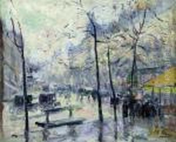 Paris In The Rain Oil Painting by Elie Anatole Pavil