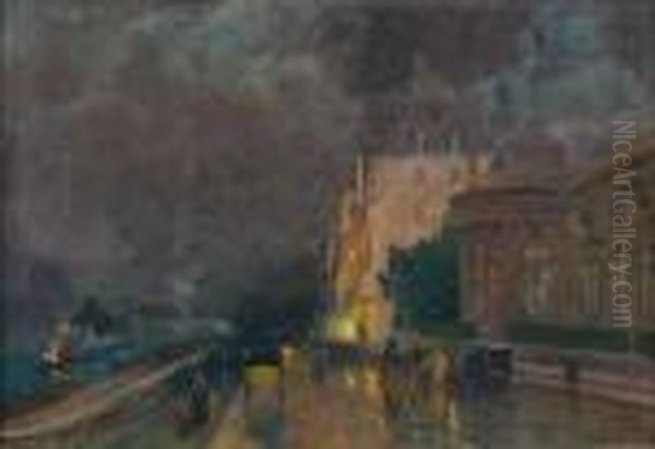 Bords De Seine Le Soir Oil Painting by Elie Anatole Pavil