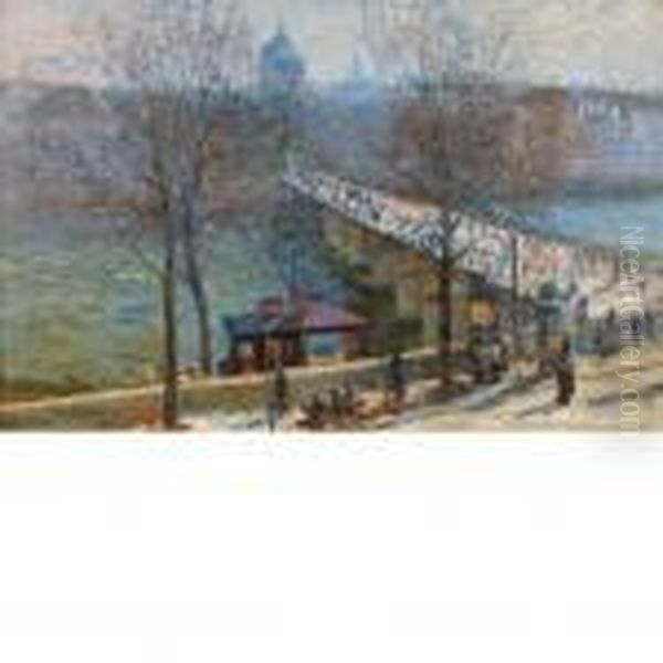 The Seine At The Pont Des Arts by Elie Anatole Pavil