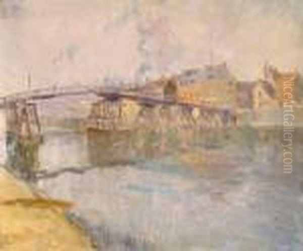 Le Pont Sur La Marne Oil Painting by Elie Anatole Pavil