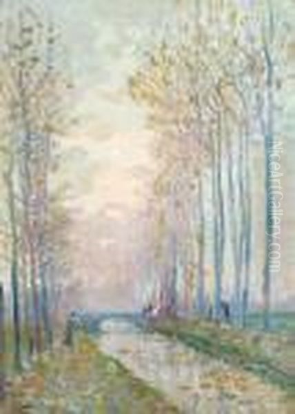 Canal De L'ourcq Oil Painting by Elie Anatole Pavil