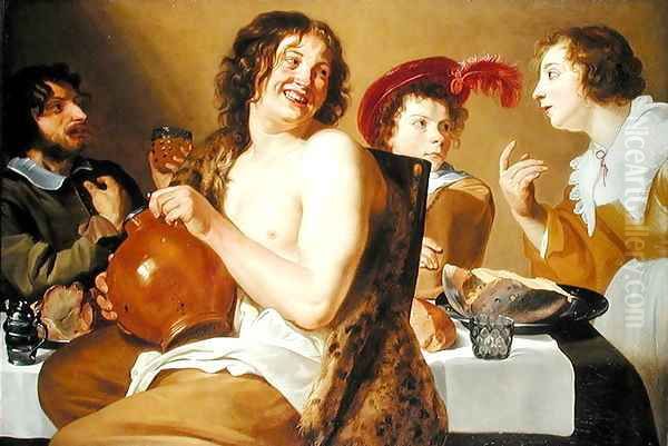 Figures eating and drinking around a table 1634 Oil Painting by Theodoor Rombouts