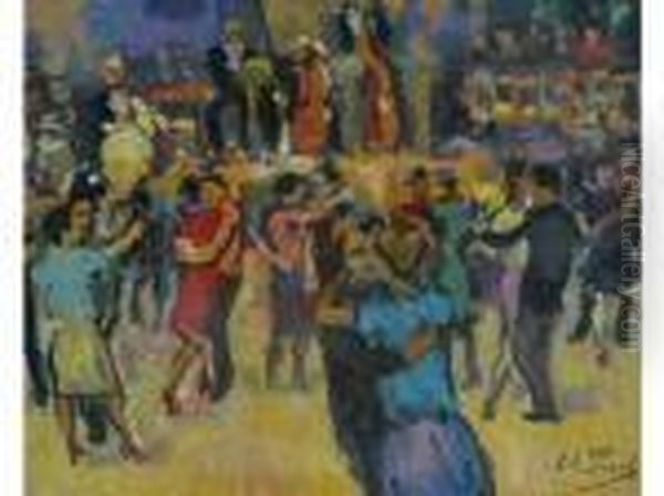 Le Bal A Tabarin Oil Painting by Elie Anatole Pavil