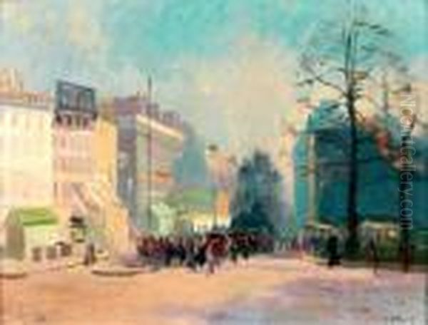 Rue Animee A Paris Oil Painting by Elie Anatole Pavil