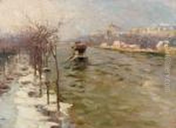 Peniches Au Bord De L'eau Oil Painting by Elie Anatole Pavil