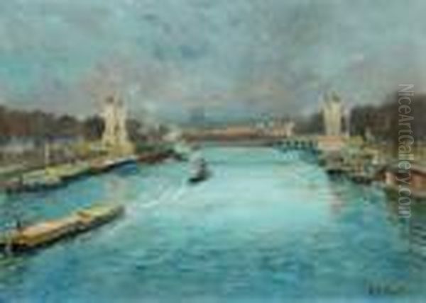 Vue Du Pont Alexandre Iii, Paris Oil Painting by Elie Anatole Pavil