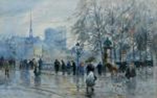 Sur Les Quais, Paris Oil Painting by Elie Anatole Pavil