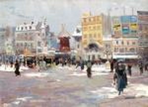 Le Moulin Rouge En Hiver Oil Painting by Elie Anatole Pavil