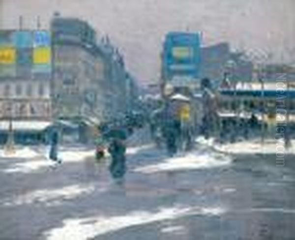 Jour De Neige Boulevard De Rochechouart Oil Painting by Elie Anatole Pavil