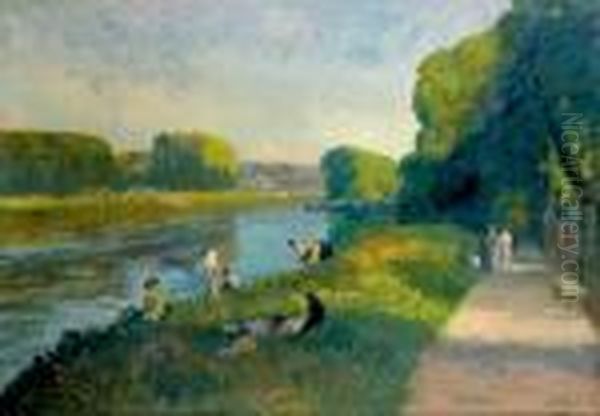 Apres-midi Au Bord De L'eau Oil Painting by Elie Anatole Pavil