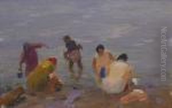  Scene De Plage  Oil Painting by Elie Anatole Pavil