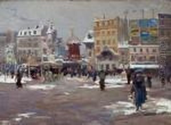 Winter In Montmartre Oil Painting by Elie Anatole Pavil