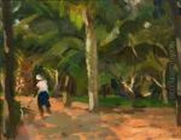 Dans La Plantation Marackech, 1937. Oil Painting by Elie Anatole Pavil