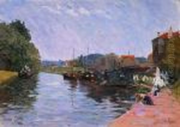 Bras De Seine En Bas De Meudon Oil Painting by Elie Anatole Pavil