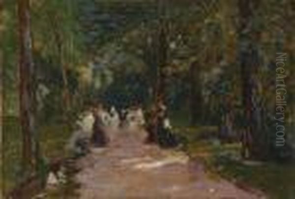 Femmes Au Parc Monceau Oil Painting by Elie Anatole Pavil