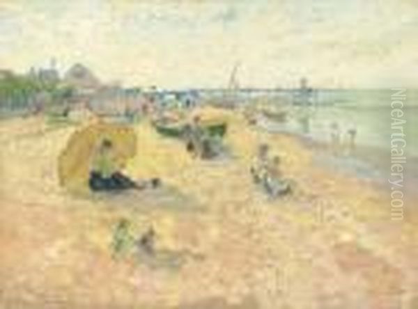 La Plage A Grouchon Oil Painting by Elie Anatole Pavil