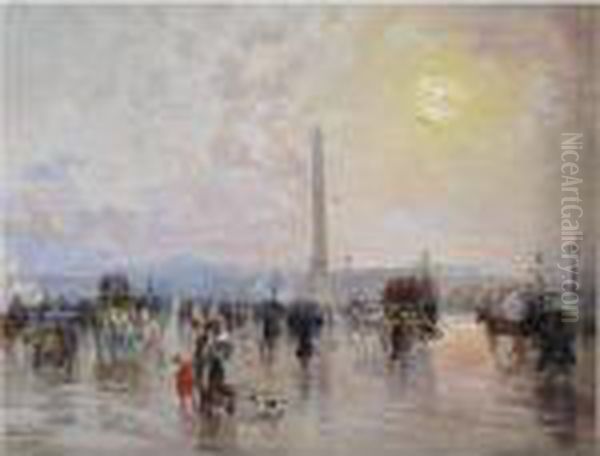 Place De La Concorde Oil Painting by Elie Anatole Pavil