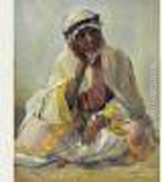 Hachouma, Jeune Fille Chleuh D'azemour Oil Painting by Elie Anatole Pavil