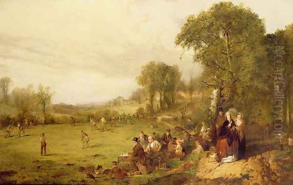 Village Cricket Oil Painting by John Ritchie