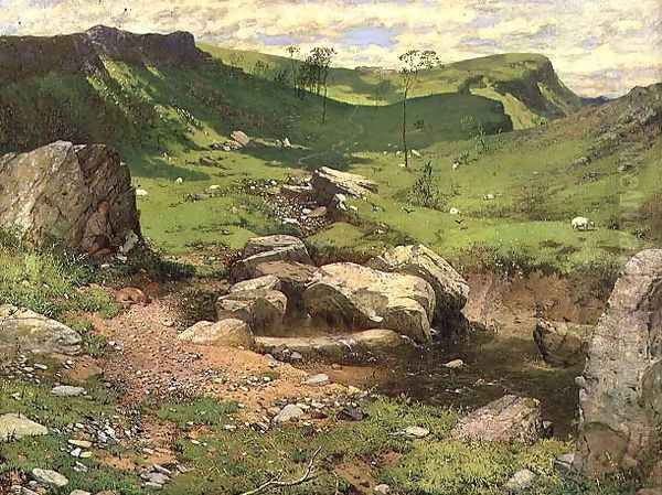 A rocky stream in a mountainous landscape, 1859 Oil Painting by John Ritchie