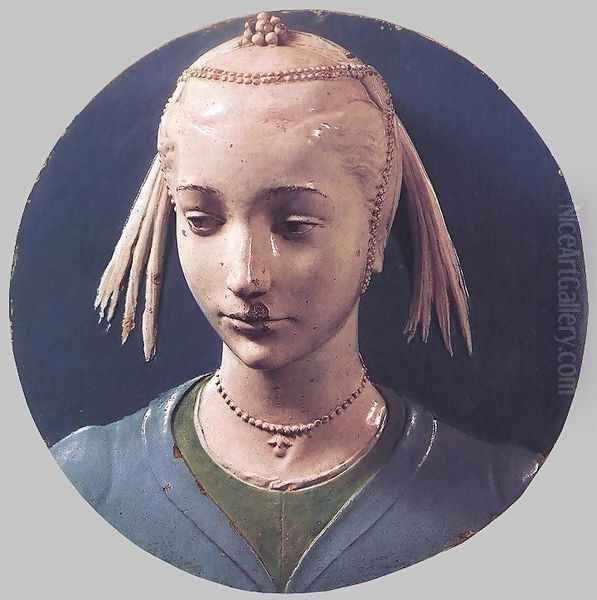 Tondo Portrait of a Lady Oil Painting by Luca della Robbia