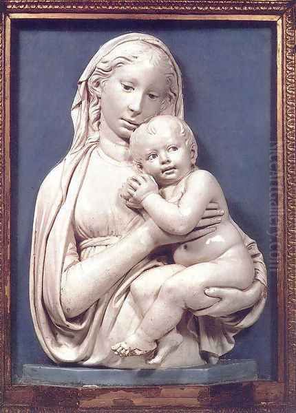 Madonna of the Apple Oil Painting by Luca della Robbia