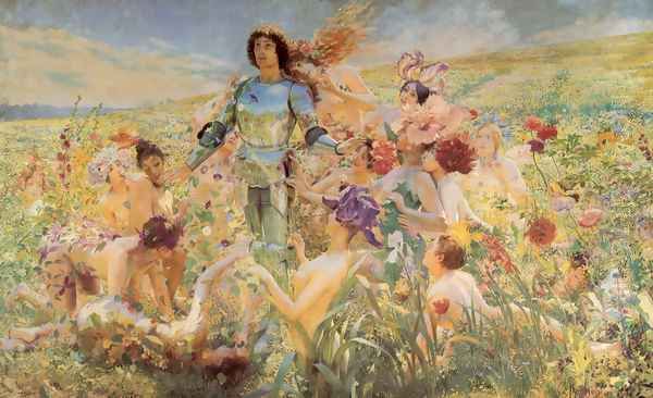 The Knight of the Flowers (or Parsifal) Oil Painting by Georges Antoine Rochegrosse