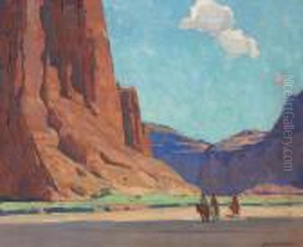 Riders In Canyon De Chelly Oil Painting by Edgar Alwin Payne