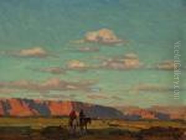 Riders Under Scattered Clouds Oil Painting by Edgar Alwin Payne