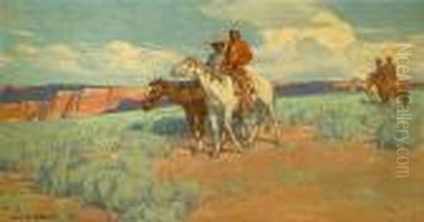 Indians On The Plains Oil Painting by Edgar Alwin Payne