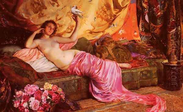 Nu Au Repos (Nude at Rest) Oil Painting by Georges Antoine Rochegrosse