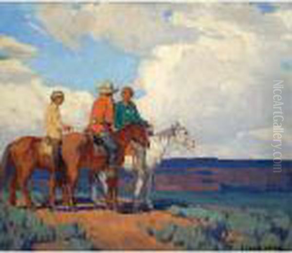 Arizona Trail - Navajo Riders Oil Painting by Edgar Alwin Payne