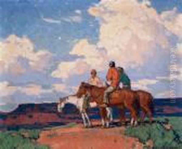 Riders On Horseback Oil Painting by Edgar Alwin Payne