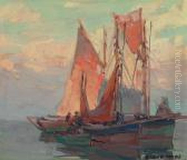 Fishing Boats Oil Painting by Edgar Alwin Payne