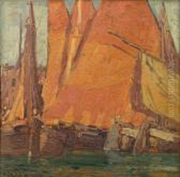 Fishing Boats And Sails Oil Painting by Edgar Alwin Payne