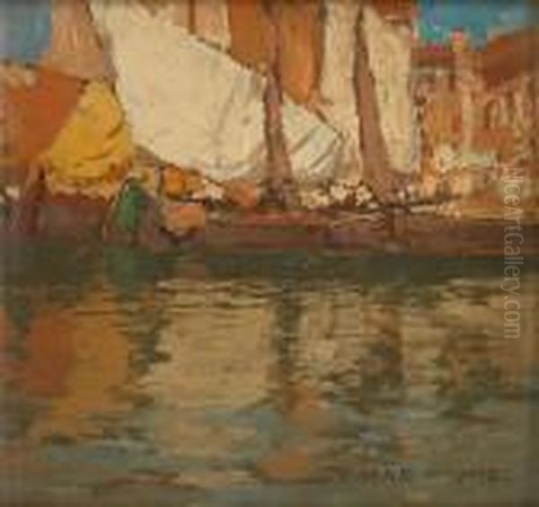 Sails And Reflections Oil Painting by Edgar Alwin Payne