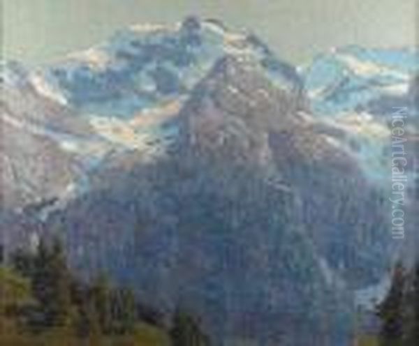 Majestic Alpine Scene Oil Painting by Edgar Alwin Payne