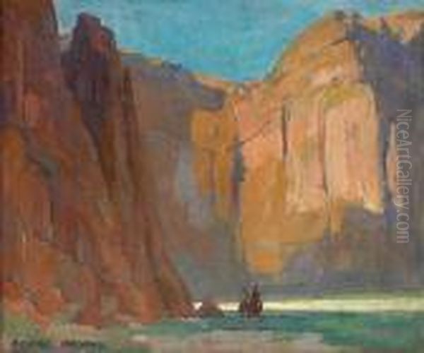 Navajos, Canyon De Chelly Oil Painting by Edgar Alwin Payne