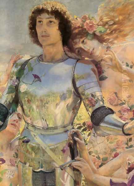 The Knight of the Flowers [detail: left] (or Parsifal) Oil Painting by Georges Antoine Rochegrosse