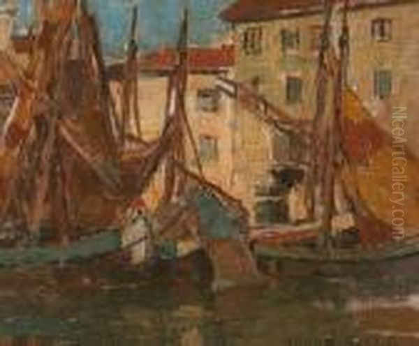 Adriatic Fishing Boats Oil Painting by Edgar Alwin Payne