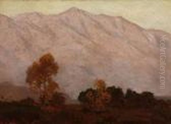 Pink Mountain Landscape Oil Painting by Edgar Alwin Payne