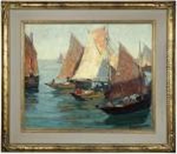 French Fishing Boats Oil Painting by Edgar Alwin Payne